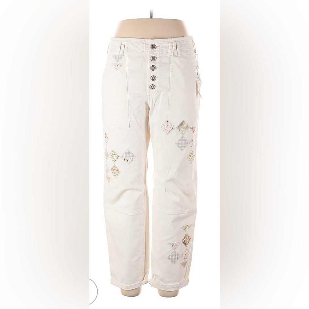 Anthropologie Pilcro cream patchwork jeans